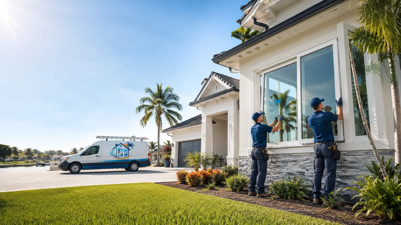 Jacksonville Florida home with newly installed replacement windows at golden hour